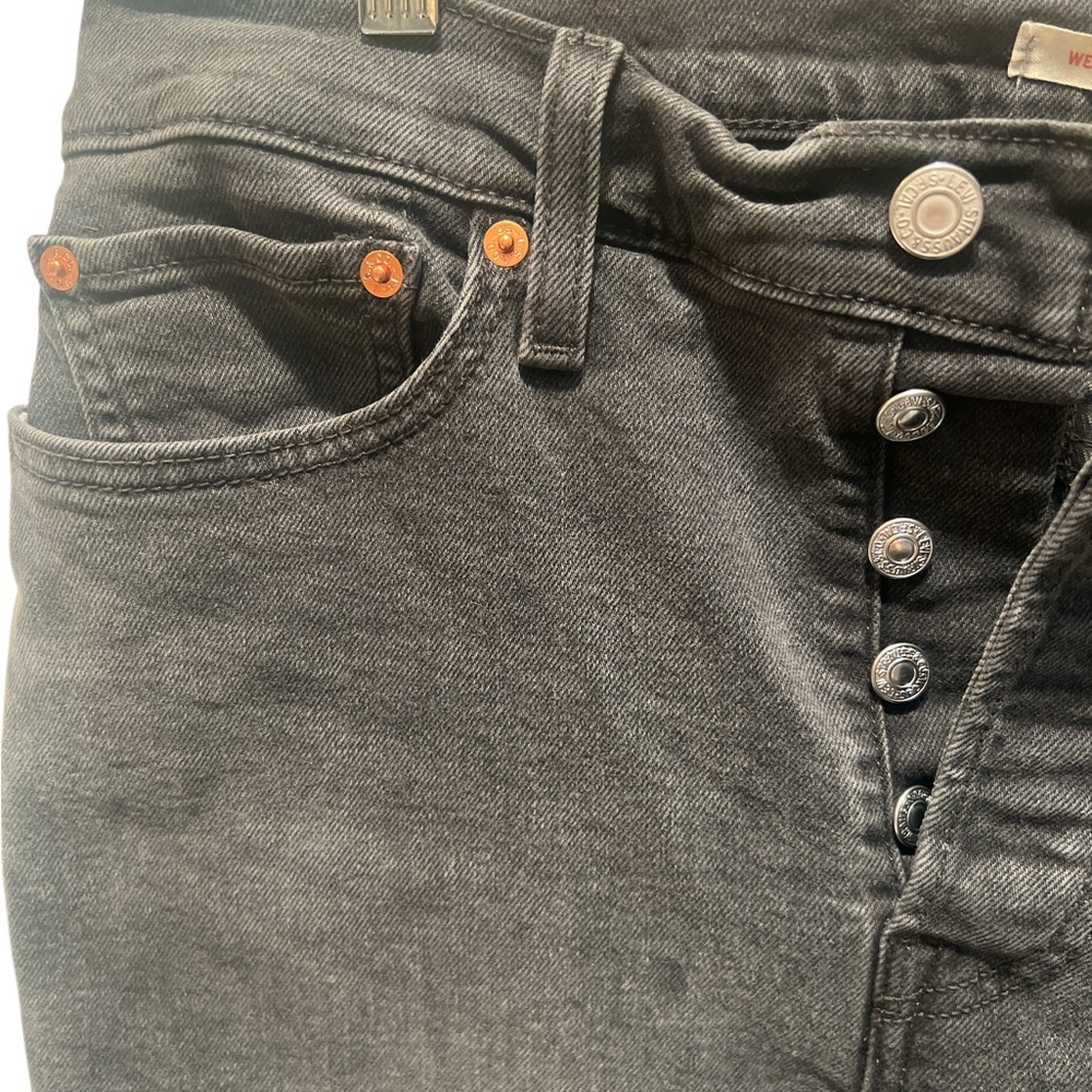 Levi’s Wedgie Straight Jeans Gray High Rise Button Fly 31 - Picture 8 of 8